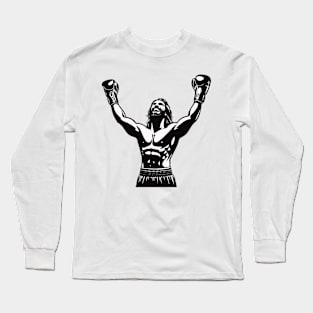 Boxer with winning pose - cool boxing design Long Sleeve T-Shirt
